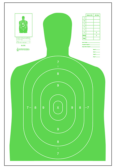 Action Target Inc B-27e, Action B27elgr100 Hivis Flrscnt Grn Trgt    100 Bx