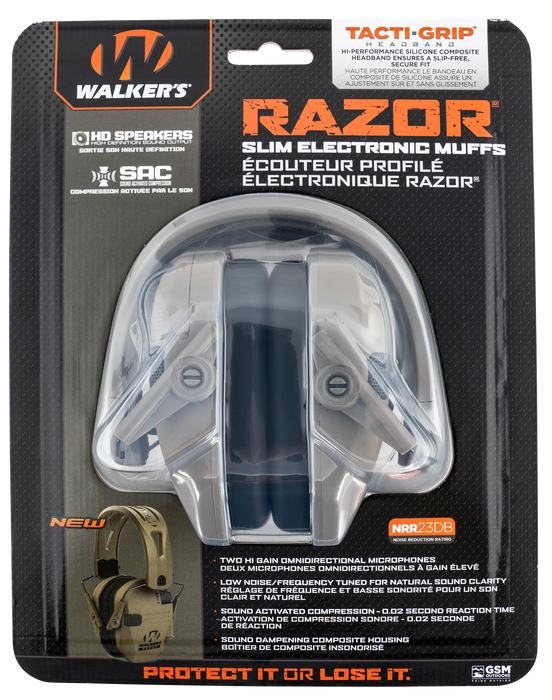 Walkers Game Ear Razor, Wlkr Gwp-rsemrh-mfde Razr Muff Tacti-grip Mega Fde