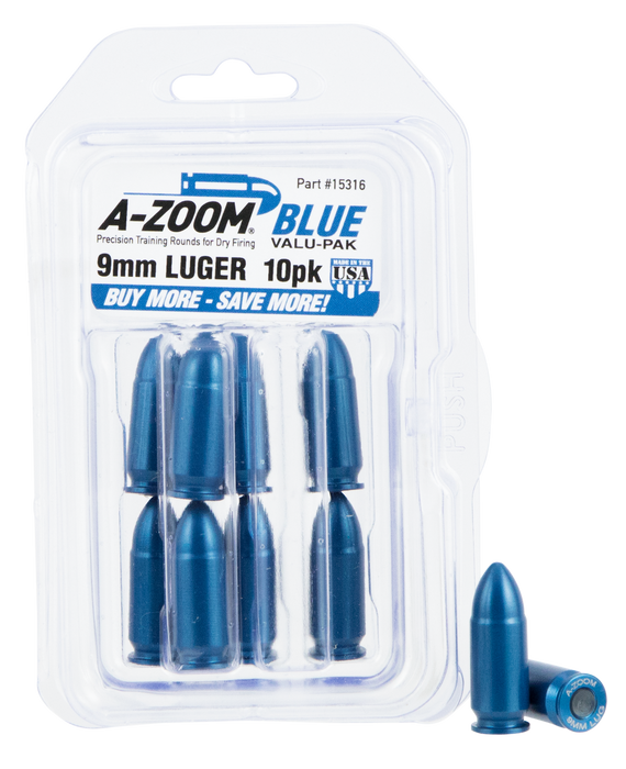 A-zoom Pistol Training Rounds, Azoom 15316      Blue Snap Caps 9mm           10pk