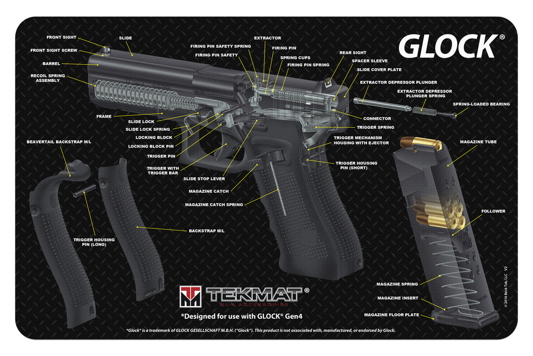 Beck Tek, Llc (tekmat) Original Cleaning Mat, Tekmat R17glockca Glock Cut Away Cleaning Mat