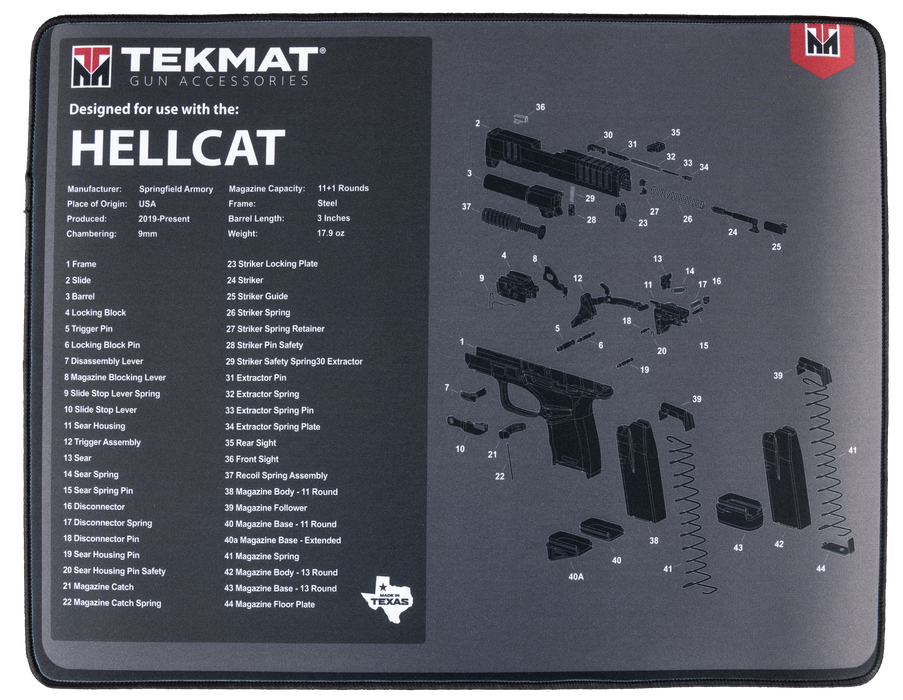 Beck Tek, Llc (tekmat) Ultra Premium Cleaning Mat, Tekmat Tekr20hellcat    Ultra 20 Spfld Hellcat