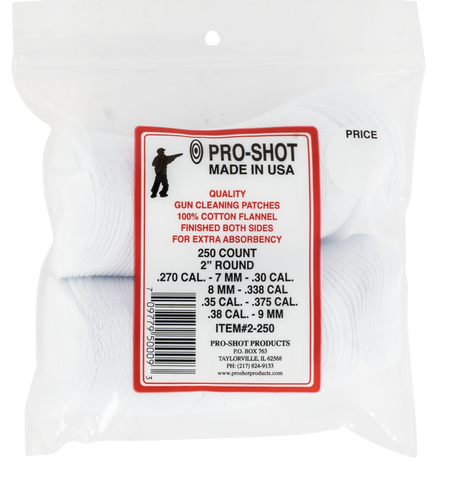 Pro-shot Cleaning Patches, Proshot 2-250         270-.38 2"round Patch 250