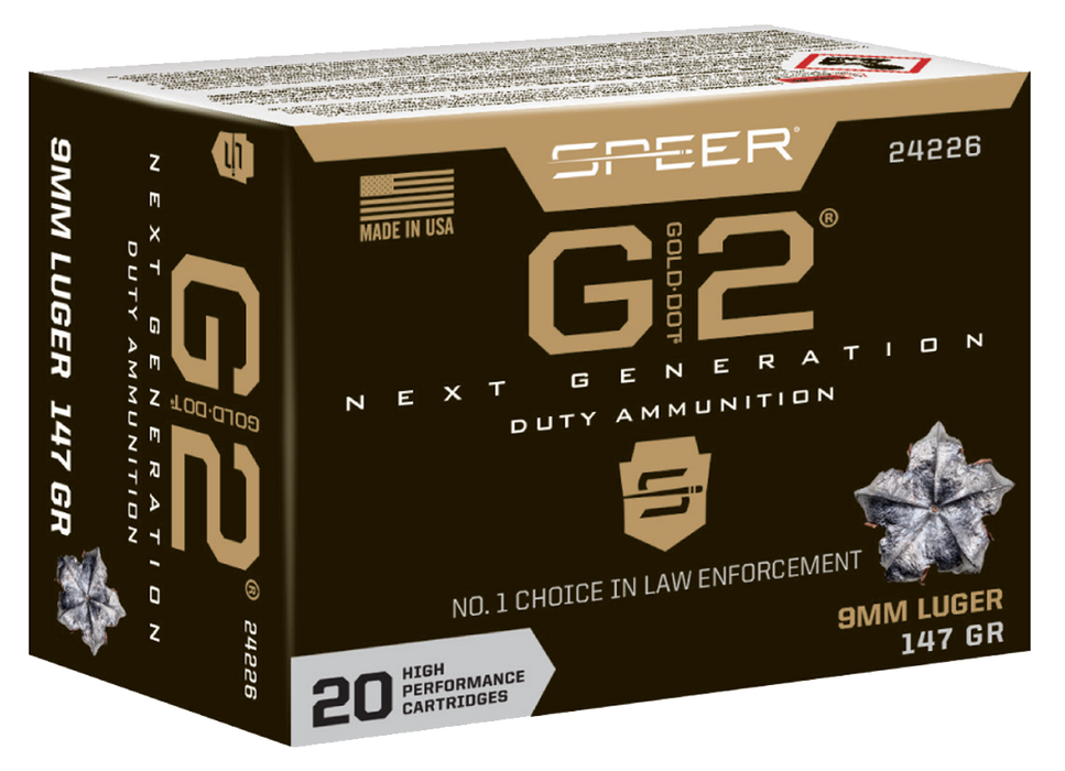 Speer Ammo Gold Dot, Speer 24226   Gold Dotg2 9mm  147 Gd2       20/10