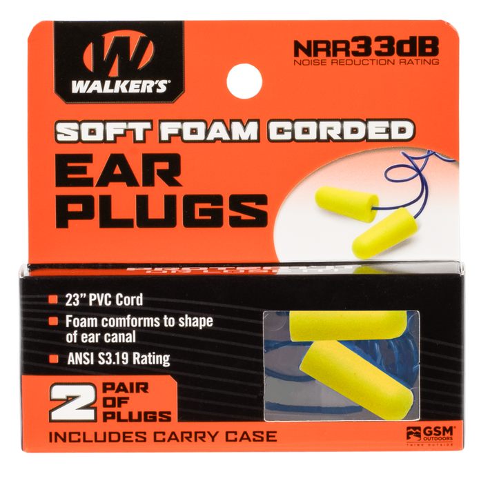 Walkers Game Ear Corded, Wlkr Gwp-epcord-yl  2pk Ylw Corded Plug W/case