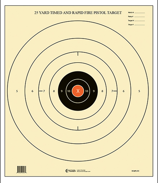 Action Target Inc B-8, Action B8(p)oc100 Ornge Centr Paper Target  100 Bx