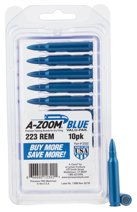 A-zoom Rifle Training Rounds, Azoom 12322      Blue Snap Caps 223           10pk