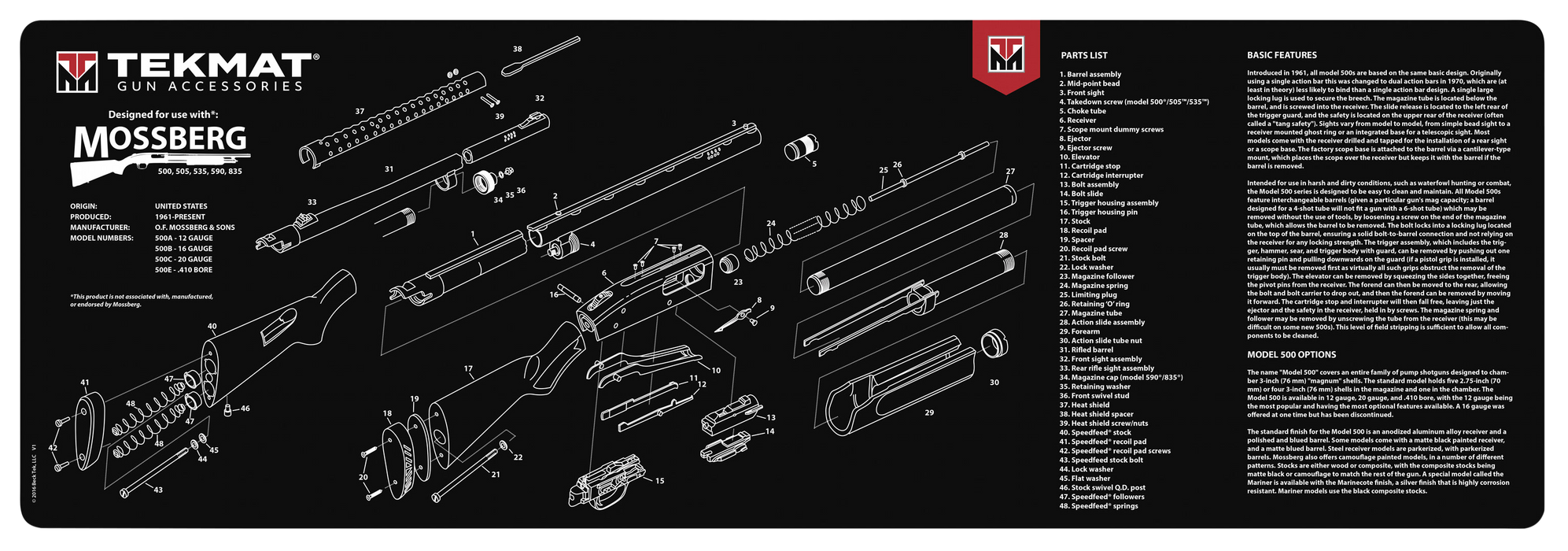 Beck Tek, Llc (tekmat) Original Cleaning Mat, Tekmat Tekr36mossbergg  Mossberg Shotgun