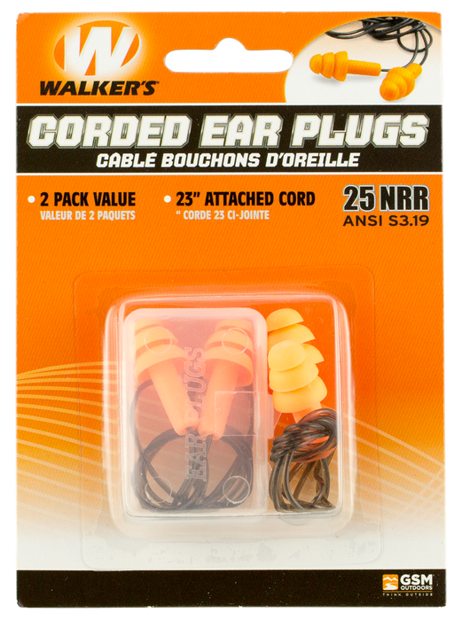 Walkers Game Ear Corded, Wlkr Gwp-epcord2pk  Corded Ear Plug  2pk