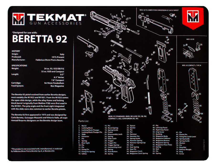 Beck Tek, Llc (tekmat) Ultra Premium Cleaning Mat, Tekmat R20ber92 Ultra 20 Beretta 92