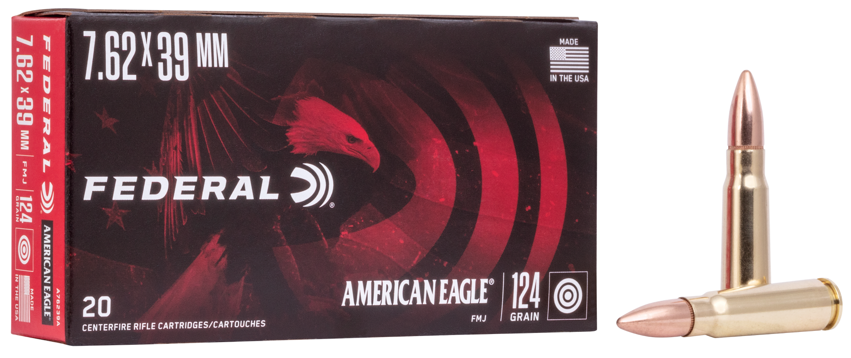 Federal American Eagle, Fed A76239a        7.62x39 124             20/25