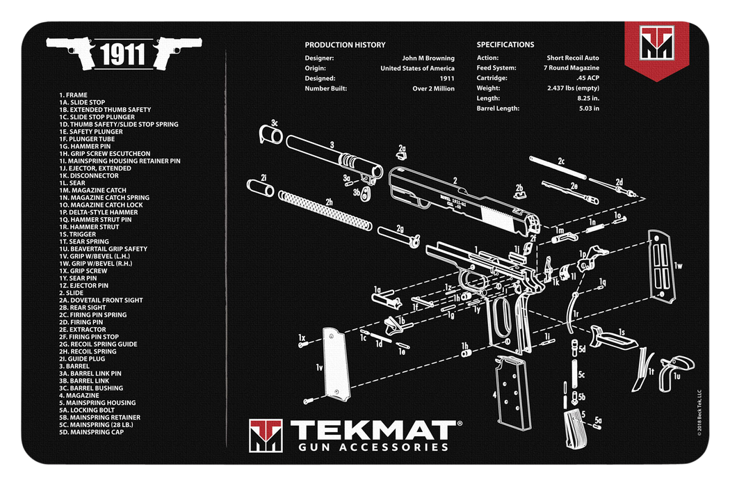 Beck Tek, Llc (tekmat) Original Cleaning Mat, Tekmat Tekr171911       1911 Gun Mat