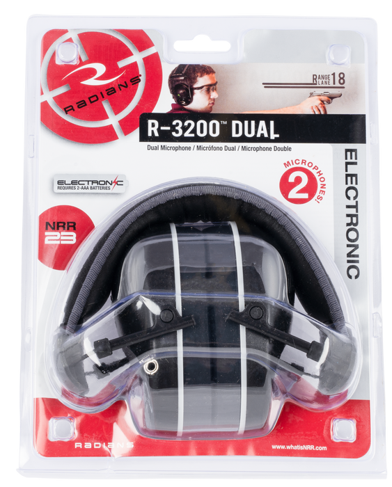 Radians R-3200, Rad R3200ecs  Dual Mic Elec Muffs Blk/gray