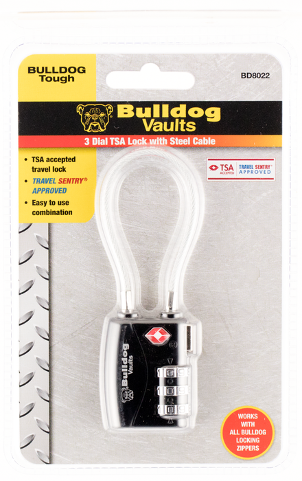 Bulldog Cable Lock, Bdog Bd8022   Tsa Lock W/steel Cable