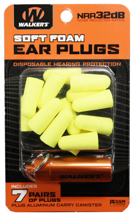 Walkers Game Ear Foam Ear Plugs, Wlkr Gwp-plgcan-yl  7pk Ylw Foam Plug W/case