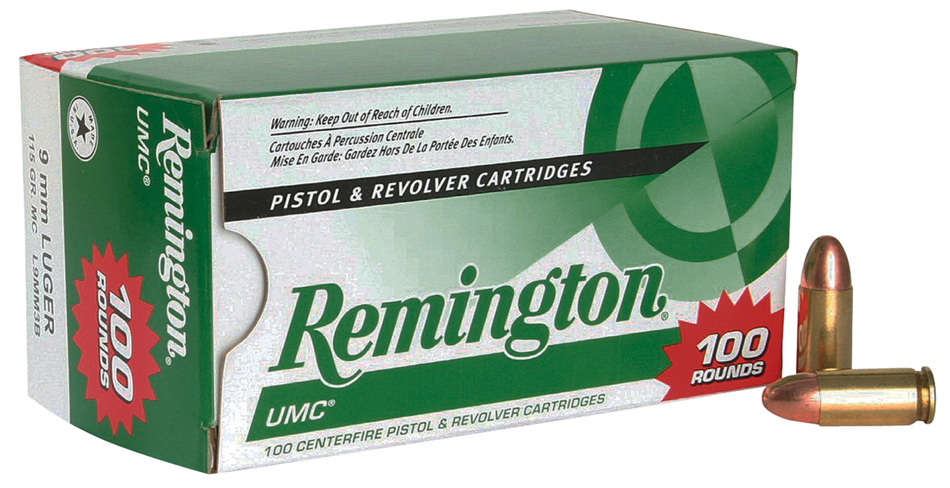 Remington Ammunition Umc, Rem 23765 L9mm3b   Umc 9mm Vp      115mc   100/6