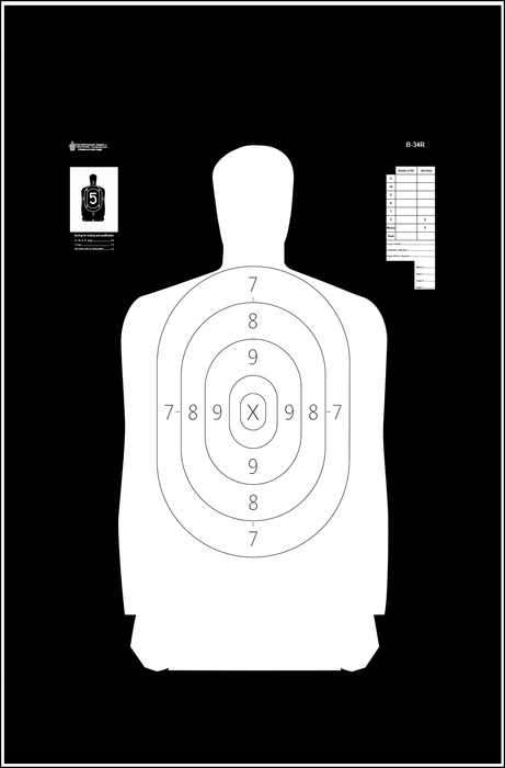 Action Target Inc B-34r, Action B-34r Blk W/wht Slhtte Trgts         100 Bx