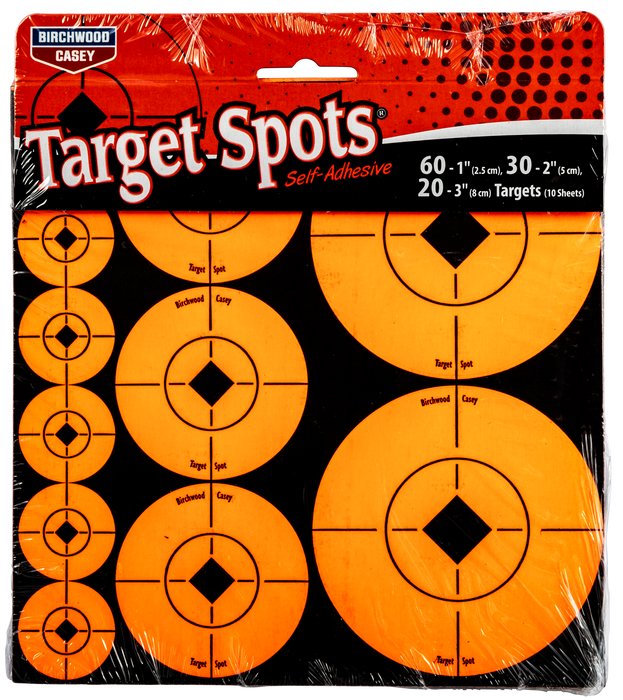 Birchwood Casey Target Spots, Bir 33928 Target Spots Org Asst 60-1"/30-2"/20-3"