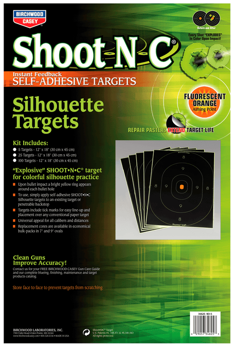 Birchwood Casey Shoot-n-c, Bir 34605 Shoot-n-c 12x18 Silhouette           5pk