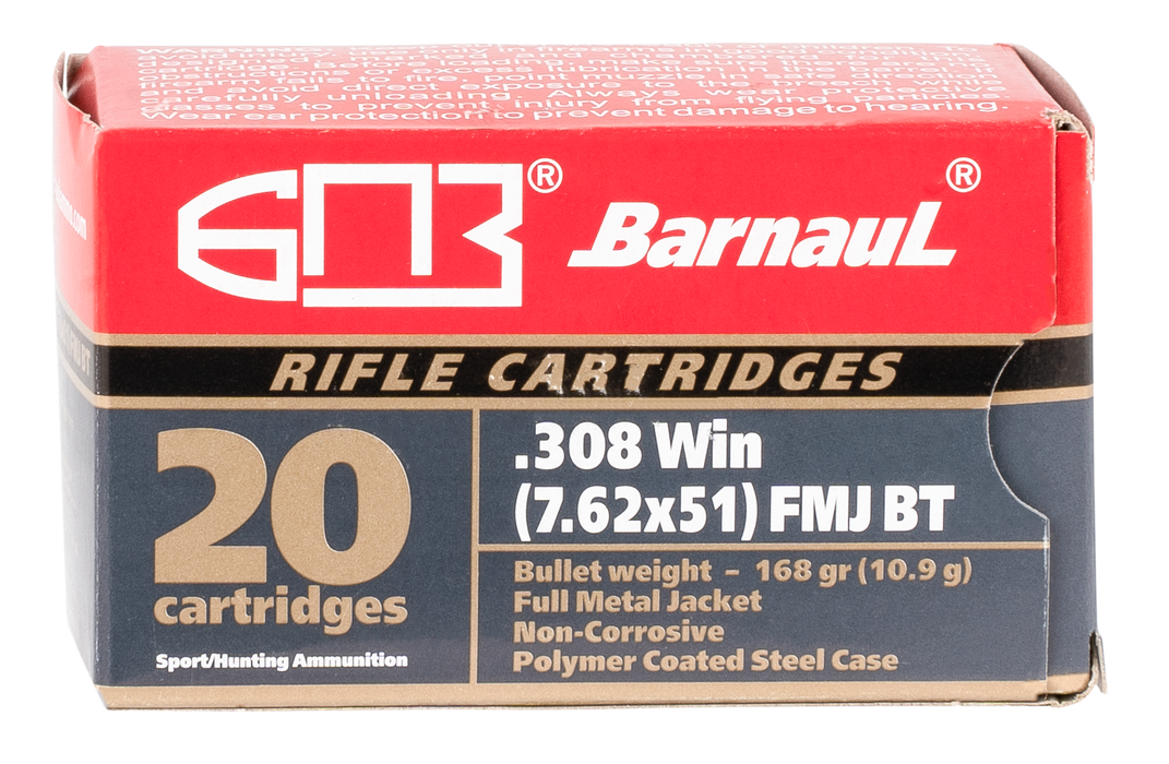 Barnaul Ammo Rifle, Barnaul 308win-fmjbt168       308  168 Fmjbt 500rd