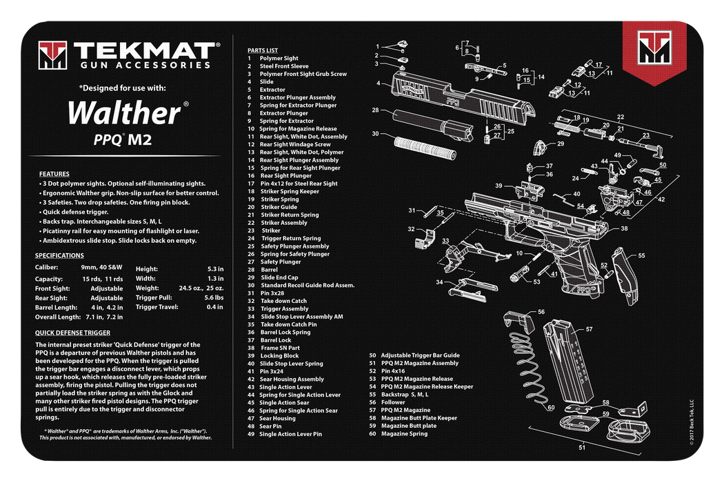 Beck Tek, Llc (tekmat) Original Cleaning Mat, Tekmat Tekr17walppqm2   Walther Ppq Mod2