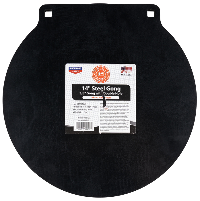 Birchwood Casey World Of Targets, Wot 47618 14"  Gong Two Hole Ar500 3/8"