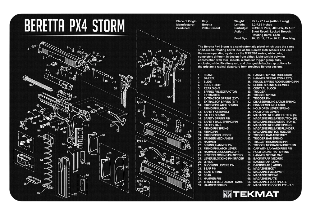 Beck Tek, Llc (tekmat) Original Cleaning Mat, Tekmat Tekr17berpx4     Beretta Px4 Storm