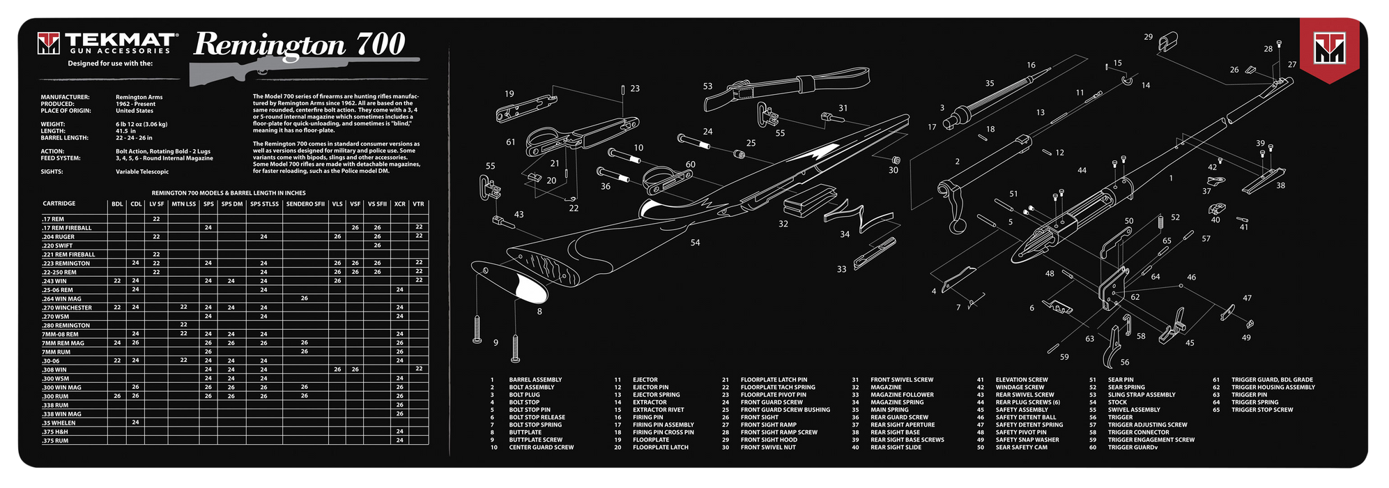 Beck Tek, Llc (tekmat) Original Cleaning Mat, Tekmat Tekr36rem700     Remington 700