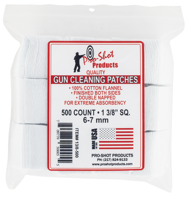 Pro-shot Cleaning Patches, Proshot 13/8-500      6mm-7mm 13/8 Patch 500