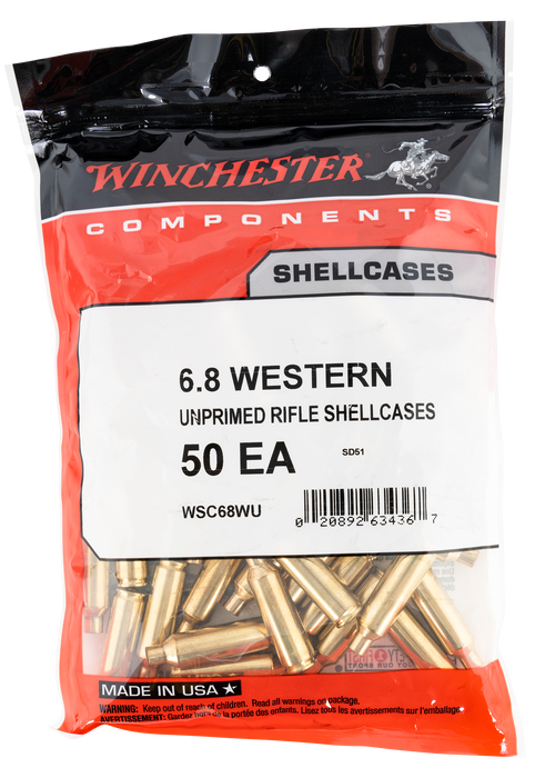 Winchester Ammo Unprimed Cases, Win Wsc68wu    Unpcase     6.8west        50/bg