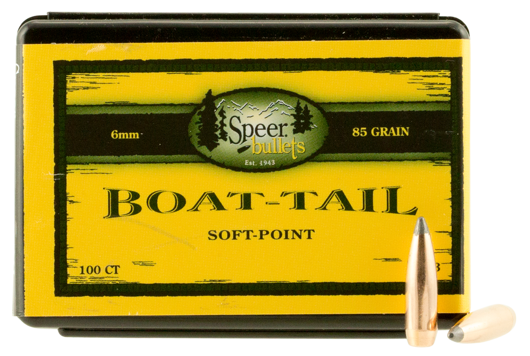 Speer Ammo Boat-tail, Speer 1213      Bull .243  85 Sptzbt          100