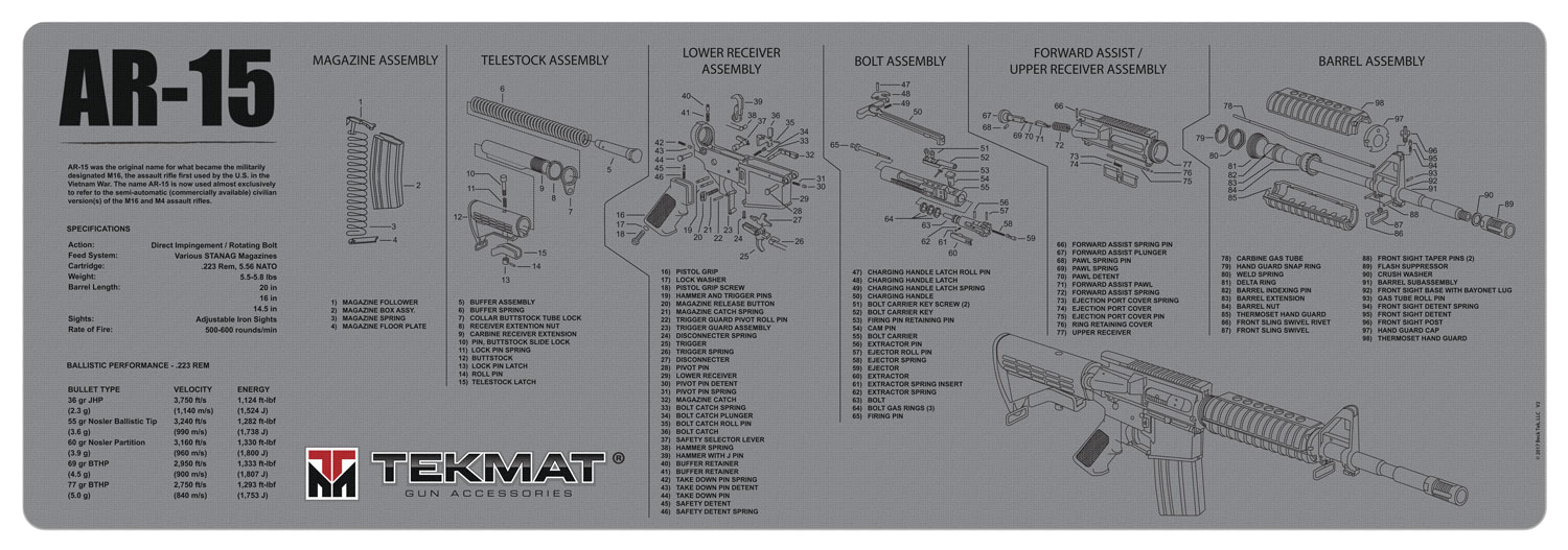 Beck Tek, Llc (tekmat) Original Cleaning Mat, Tekmat R36ar15gy Ar15 Grey Cleaning Mat