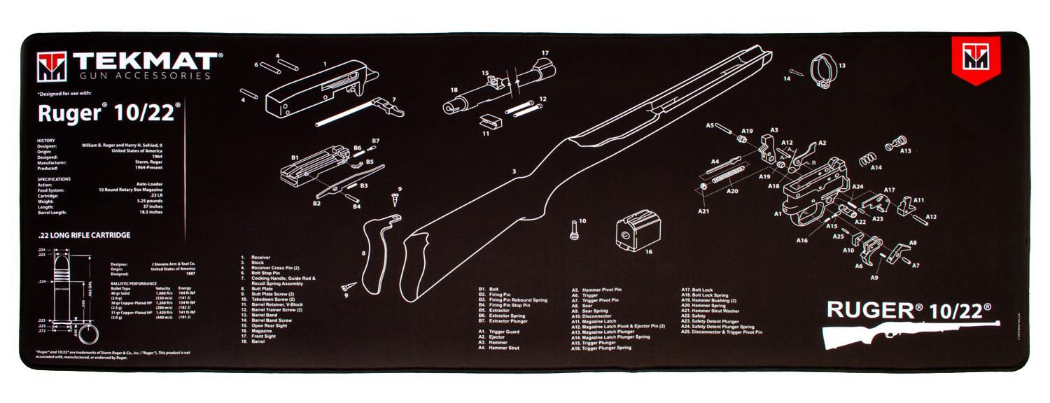 Beck Tek, Llc (tekmat) Ultra Premium Cleaning Mat, Tekmat R441022 Ultra44 Ruger 1022 Cleaning Mat