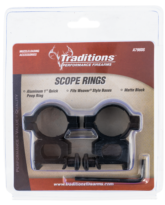 Traditions Scope Ring Set, Trad A798ds   Alum 1in Rings Quick Peep