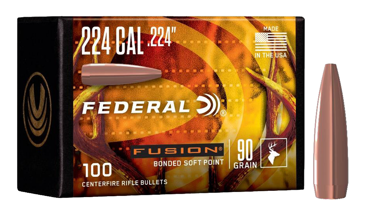 Federal Fusion Component, Fed Fb224f1     Bull .224  90fus Sp    100/4