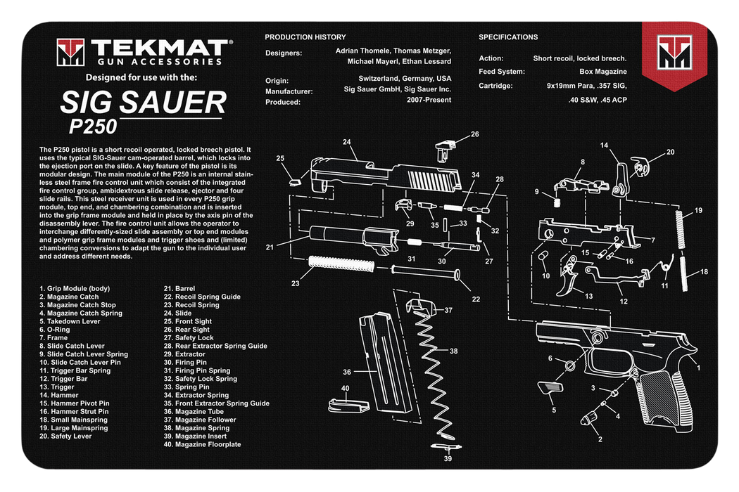 Beck Tek, Llc (tekmat) Original Cleaning Mat, Tekmat Tekr17sigp250    Sig P250