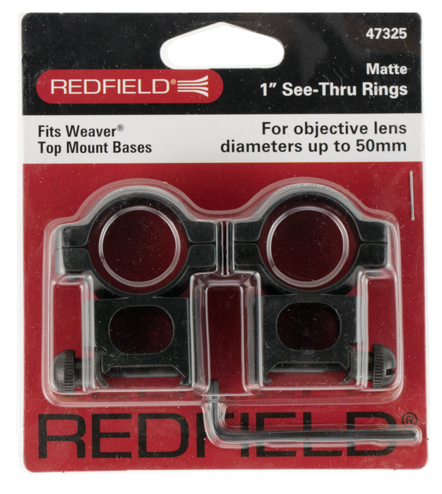 Redfield Mounts Scope Rings Set, Red 47325 Alum See-thru Rings Matte