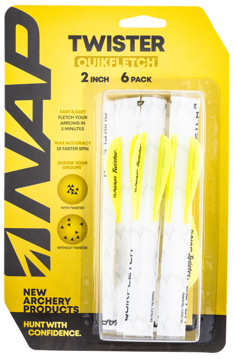 Nap Quickfletch, Nap Nap-60-636 Quikfletch 2  Twister - W Y Y  6 Pk