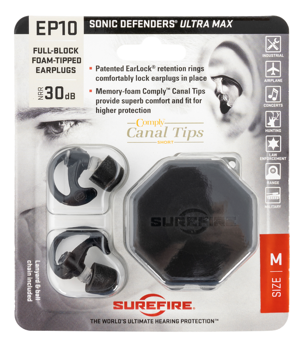 Surefire Ep10, Sf Ep10-bk-mpr Full Block     Earplugs Md Clear