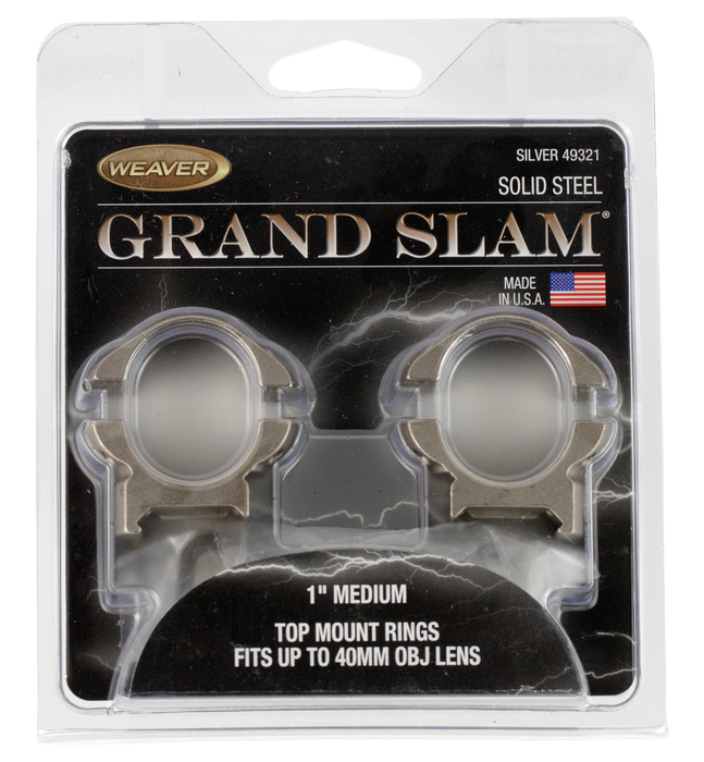 Weaver Mounts Scope Ring Set, Weav 49322 Grandslam Rngs 1in Hi  Slvr