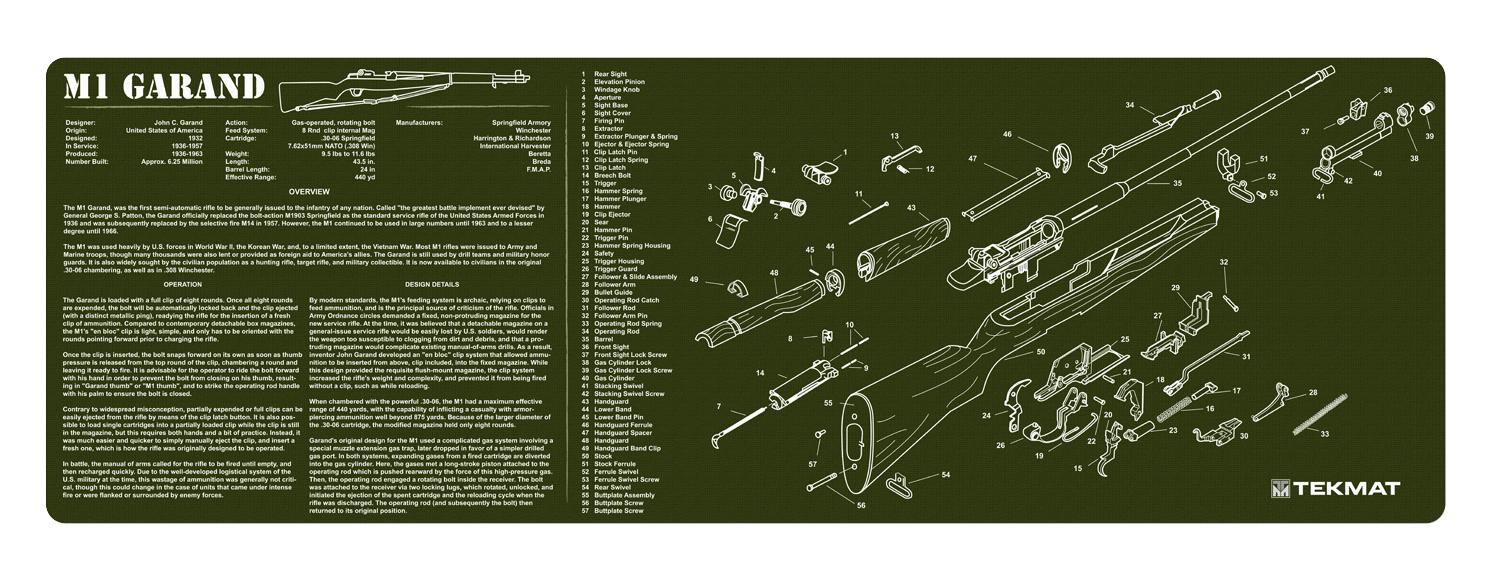 Beck Tek, Llc (tekmat) Original Cleaning Mat, Tekmat R36m1garand M1 Garand Od Cleaning Mat