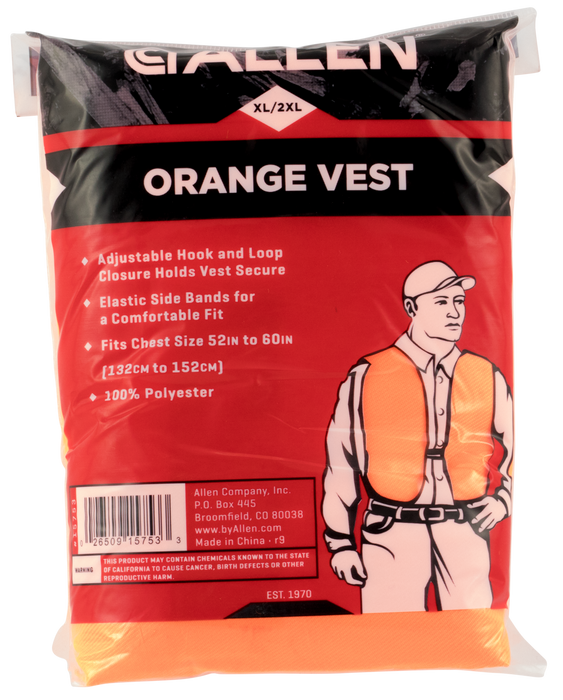 Allen Safety Vest, Allen 15753 Orange Vest Big Man