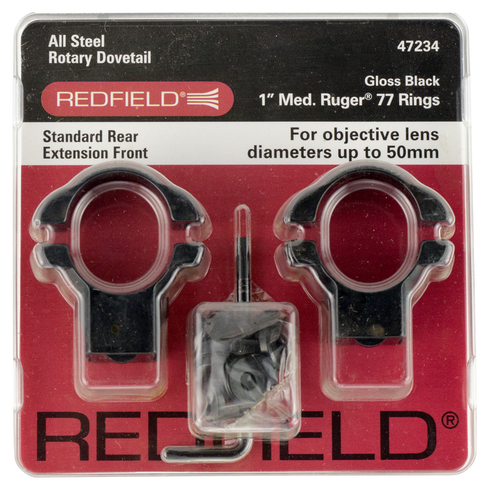 Redfield Mounts Dovetail, Red 47236  Stl Rings 1in Hi Rug77 Matt