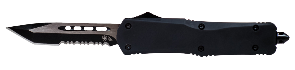 Templar Knife Black Rubber, Temp Sbr431   Small Black Rubber Dagger Serrated