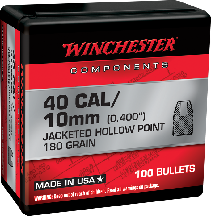 Winchester Ammo Centerfire Handgun, Win Wb40hp180x Bul 40    180 Jhp Retail  100/10