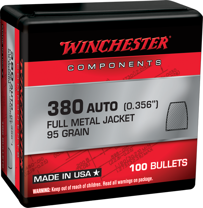 Winchester Ammo Centerfire Handgun, Win Wb380mc95x Bul 380    95 Fmj         100/10