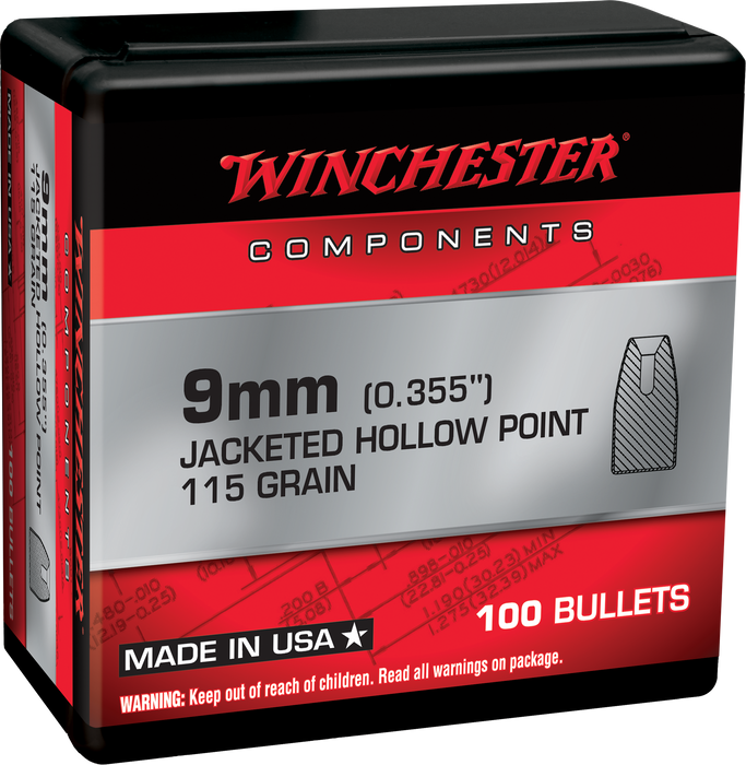 Winchester Ammo Centerfire Handgun, Win Wb9jhp115x Bul 9mm   115 Jhp Retail  100/10