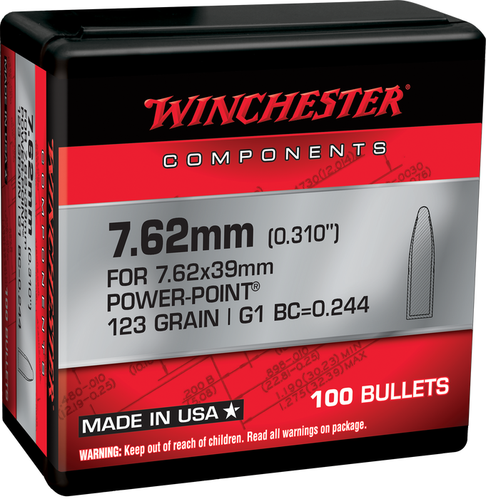 Winchester Ammo Centerfire Rifle, Win Wb762p123x Bul 7.62   123 Pp         100/10