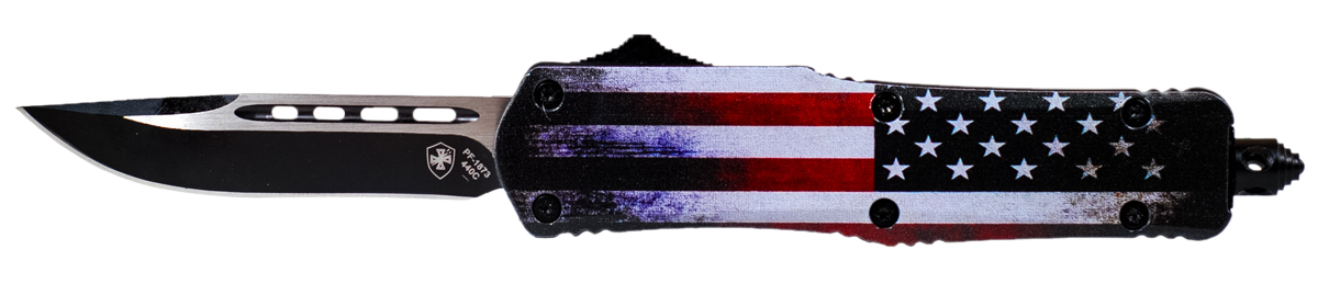 Templar Knife Us Flag, Temp Lus331   Large Us Drop Point 440c Black