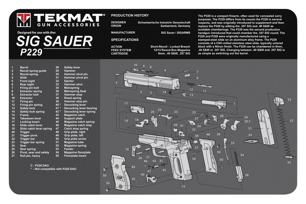 Beck Tek, Llc (tekmat) Original Cleaning Mat, Tekmat Tekr17sigp229    Sig P229