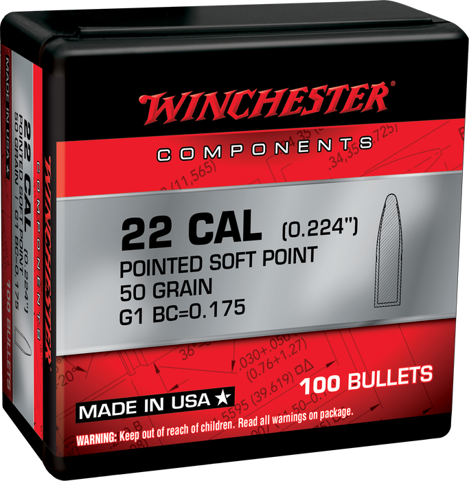 Winchester Ammo Centerfire Rifle, Win Wb222sp50x Bul 22      50 Psp        100/10